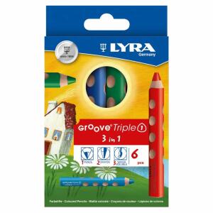 Lyra Farbstift Wachsmalstift und Aquarellstift in Einem! GROOVE Triple 1 6er Kartonetui K06