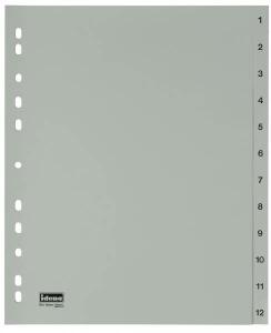 Idena 302029 Register PP A4, 1 12, Überbreite, 12 teilig, grau