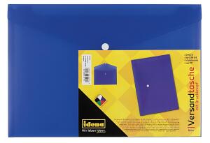 IDENA Idena Versandtasche C4 PP, transluzent blau, Druckknopfverschluß