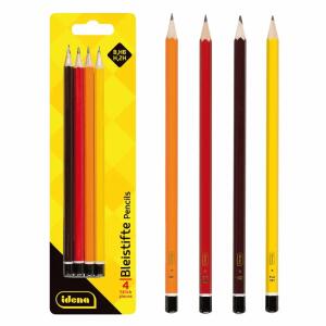 Idena 20004 Bleistift FSC 100%, Härte H/HB/B/2H, 4 Stück