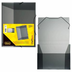 Idena 225404 - Heftbox DIN A4 mit Gummizug, transluzent schwarz