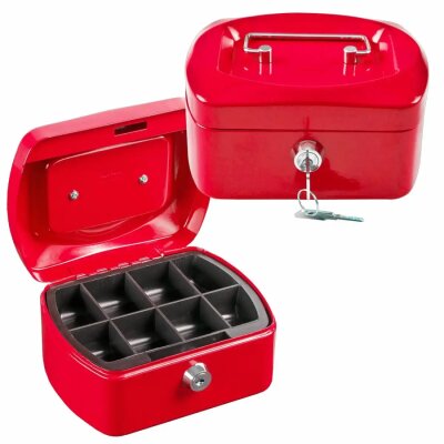 Idena Geldkassette 6" 155x120x90mm, rot - Metall, 8 Fächer