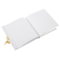 Goldbuch Tagebuch / diary Flora Feather Kunstdruck mit Relief Goldprägung mit Schloss 17x17x2cm