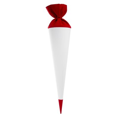 Goldbuch Bastelschultüte 70cm weiß mit farbigem Filzverschluss & Spitze rot