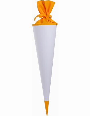 Goldbuch Bastelschultüte 70cm weiß mit farbigem Filzverschluss & Spitze gelb