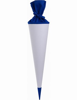 Goldbuch Bastelschultüte 70cm weiß mit farbigem Filzverschluss & Spitze blau