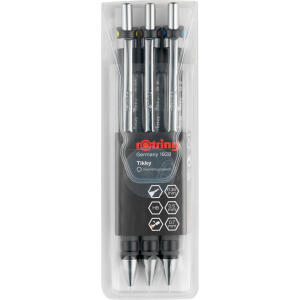 Rotring Feinminenstift Tikky ReDesign - 0,35/0,5/0,7 mm, 3er Etui, HB, schwarz