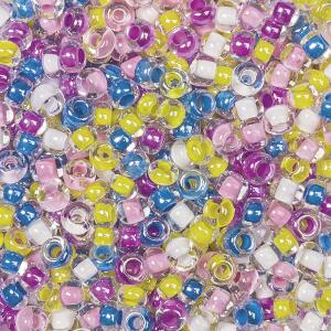 Böhmische Rocailles Ø 25 mm Glas rosa blau gelb-gemischt