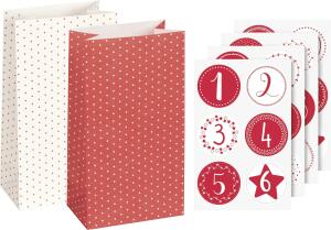 HEYDA 203089331 Adventskalender -Set 180 x 97 x 60 mm Papier rot/weiss