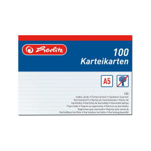 Herlitz Karteikarte A5 liniert weiss 100St hf eingeschweißt mit Aufreißfaden