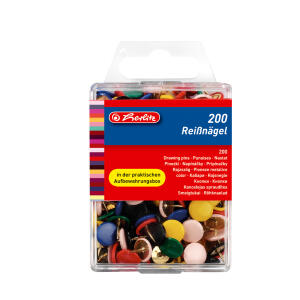 Herlitz Reißnagel rund Metall farbig sort kunststoffummantelt 200er Box
