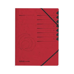 Herlitz Ordnungsmappe f.A4 Quality 1-7 rt Sichtlöcher Taben 2 Gummizüge Druck