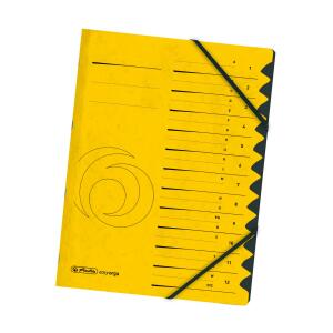 Herlitz Ordnungsmappe f.A4 Quality 1-12ge Sichtlöcher Taben 2 Gummizüge Druck