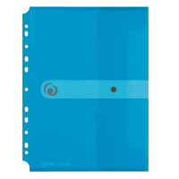HLZ Dokumententasche PP Druckknopf A4 transp blau gelocht