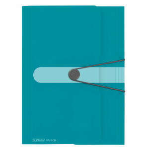Herlitz Gummizugmappe A4 PP carib.turquoise 3 Einschlagklappen, Gummizug