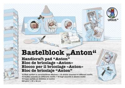 Ursus BASTELBLOCK "ANTON"BLAU,300G.24x34CM,18BL.