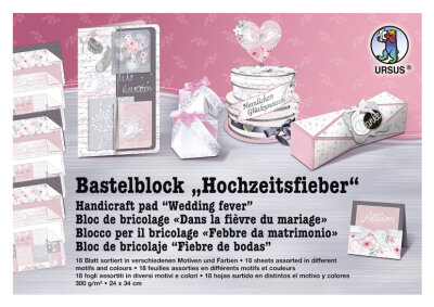 Ursus BASTELBLOCK "HOCHZEITSFIEBER"300G.24x34CM,18BL.