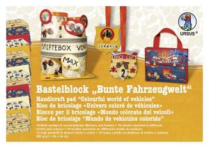 Ursus BASTELBLOCK"BUNTE FAHRZEUGWELT"300G.24x34CM,16BL.
