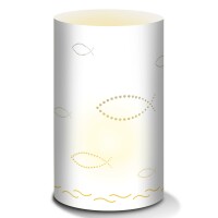 Ursus SILH.TISCHLICHT FILIGRANO CHR.SYM.FISCHE.WEIß