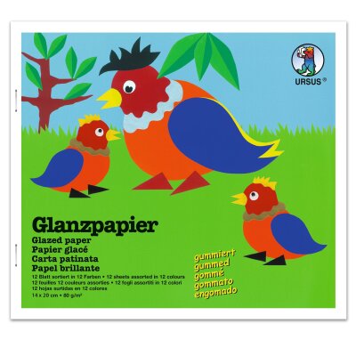 Ursus GLANZPAPIERHEFTE 14x20CM,12BL.GUMMIERT