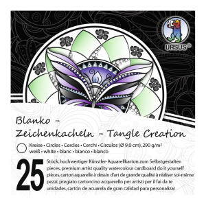Ursus ZENTANGLE KACHELN BLANKO,"KREIS",25ST.WEISS