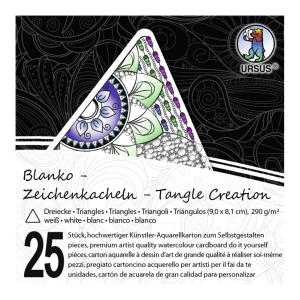 Ursus ZENTANGLE KACHELN BLANKO,"DREIECK",25ST.WEISS