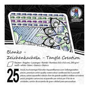 Ursus ZENTANGLE KACHELN BLANKO,"RAUTE",25ST.WEISS