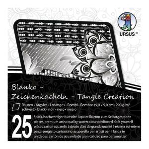 Ursus ZENTANGLE KACHELN BLANKO,"RAUTE",25ST.SCHWAR