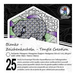 Ursus ZENTANGLE KACHELN BLANKO,"SECHSECK",25ST.WEIS