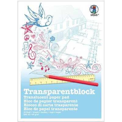 Ursus TRANSP.BLOCK 65G.DIN A3,25BL.WEISS