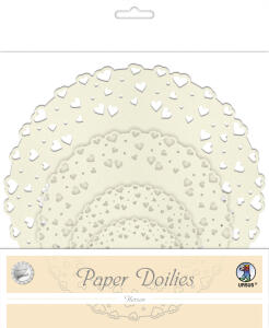 Ursus PAPER DOILIES STARLIGHT 200G 8ST.4GR.HERZEN ELFENB