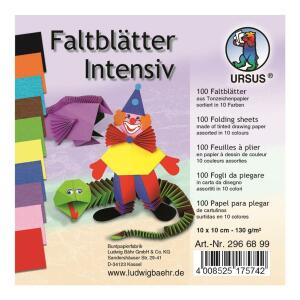 Ursus TONP.-FALTBL.NORMALF.10x10CM,100BL.10F.SORTIERT