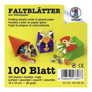 Ursus GLANZP.-FALTBL.10x10CM,100BL.10F.SORTIERT