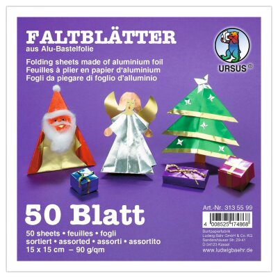 Ursus ALU-FALTBL.15x15CM,50BL.10F.SORTIERT