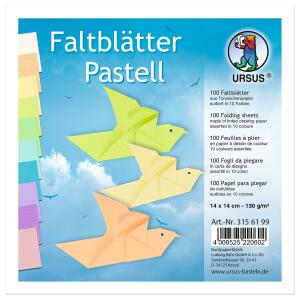 Ursus TONP.FALTBL.PASTELLF.14x14CM,100BL.10F.SORTIERT