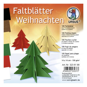 Ursus FALTBL."WEIHNACHTEN" 130G.14x14CM, 100BL,6 FARBEN
