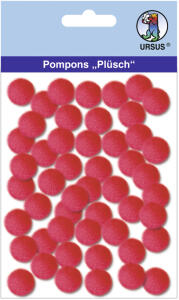 Ursus PLÜSCH POMPONS 15MM 60 STÜCK, RUBINROT