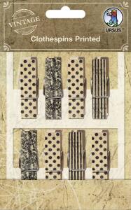 Ursus CLOTHESPINS PRINTED,8 STK, 4,5CM, BEDRUCKT
