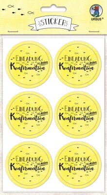 Ursus STICKER "EINLADUNG ZU M. KONFIRMATION" CITR.GELB