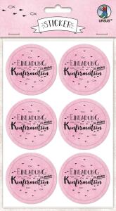 Ursus STICKER "EINLADUNG ZU M. KONFIRMATION" ROSA
