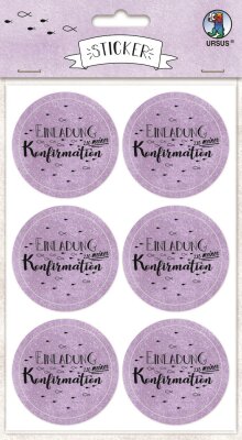 Ursus STICKER "EINLADUNG ZU M. KONFIRMATION" FLIEDER