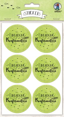 Ursus STICKER "EINLADUNG ZU M. KONFIRMATION" APFELGRÜN