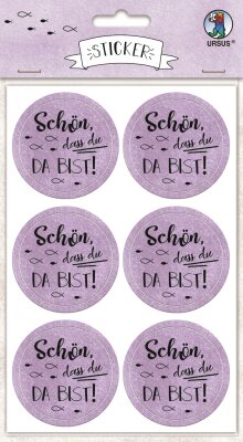 Ursus STICKER "SCHÖN, DASS DU DA BIST" FLIEDER