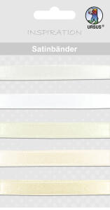 Ursus SATIN-BÄNDER 90CM,5BÄNDER WEISS SORTIERT