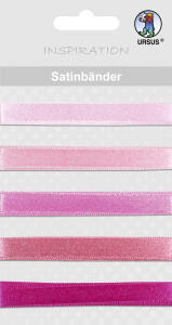 Ursus SATIN-BÄNDER 90CM,5BÄNDER ROSA SORTIERT