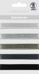 Ursus SATIN-BÄNDER 90CM,5BÄNDER GRAU SORTIERT