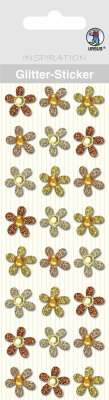 Ursus GLITTER STICKER "BLÜTEN",24ST.GELB