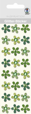 Ursus GLITTER STICKER "BLÜTEN",24ST.GRÜN