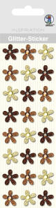 Ursus GLITTER STICKER "BLÜTEN",24ST.BRAUN