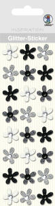 Ursus GLITTER STICKER "BLÜTEN",24ST.SCHWARZ